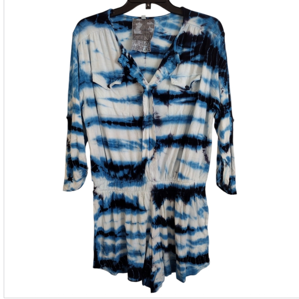 Young Fabulous & Broke Blue and White Tie-Dye Romper Size Small